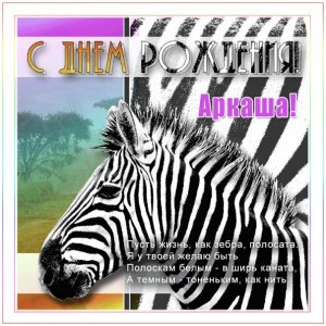 Аркадию открытка с зеброй и пожеланиями