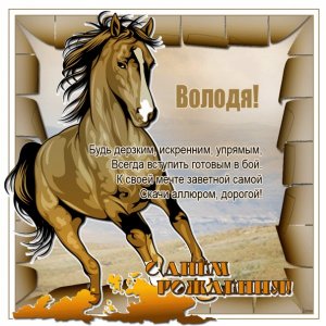 Гифка Володе с красивой лошадью