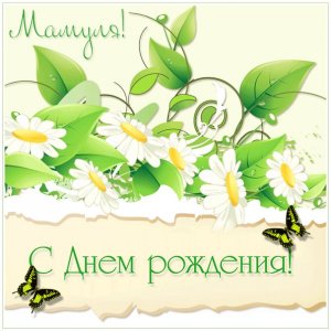 Маме изображение с ромашками и бабочками